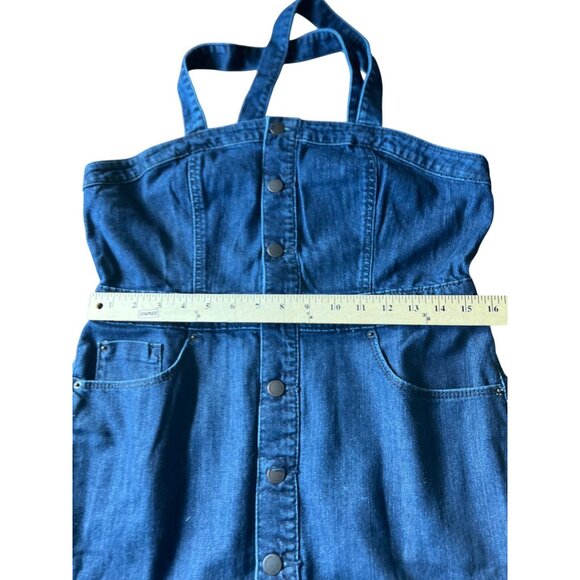 Universal Thread Womens Blue Denim Button-Front Pinafore Dress Size 12 - Picture 12 of 14